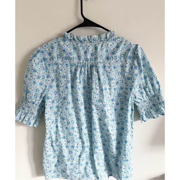 J Crew blue floral puff sleeve blouse with Liberty fabric sz M Amelie - Picture 5 of 10